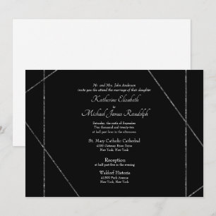 Schöne, elegante Schwarz-Weiß-Hochzeit II Einladung