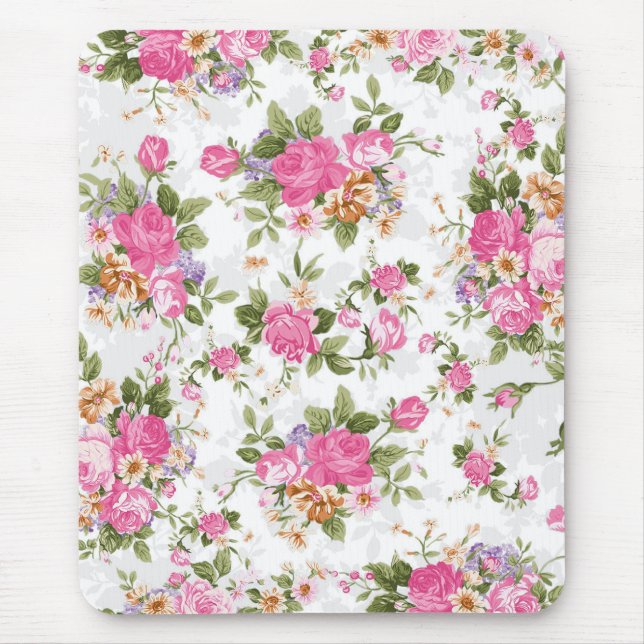 Schöne, elegante, Vintage Rose Blume Mousepad (Vorne)