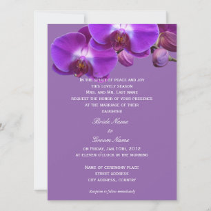 Schöne, elegante, violette Orchideen-Blumen-Hochze Einladung