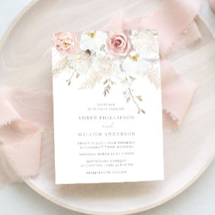 Schöne Eleganz: Blush & White Floral Wedding Einladung