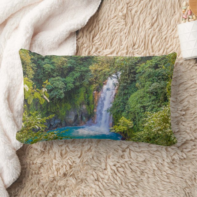 Schöne Entspannung Blaue Einzigartiger Wasserfall  Lendenkissen (Decke)