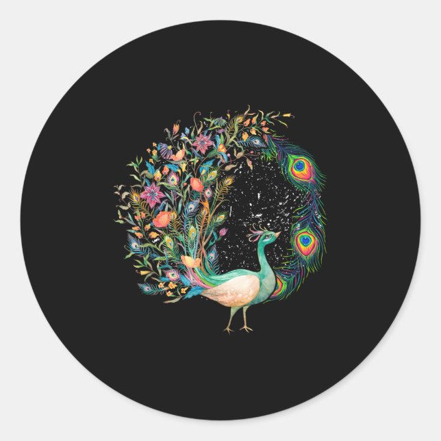 Schöne Erbse _ Bunter Vogel _ Pea Federn Runder Aufkleber (Vorderseite)