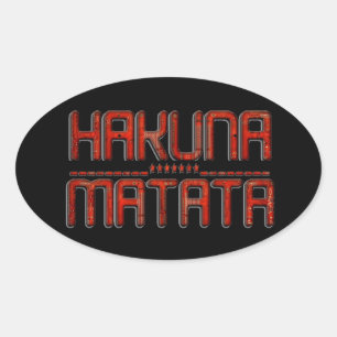 Schöne erhabene rote Hakuna Matata-Textkunst Ovaler Aufkleber