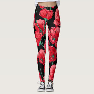 Schöne Erinnerung rotes Mohnmuster Leggings