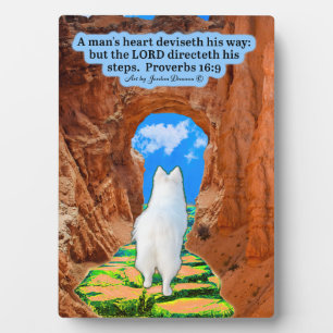 Schöne Eskie Scripture Plaque Proverbs 16:9 Fotoplatte