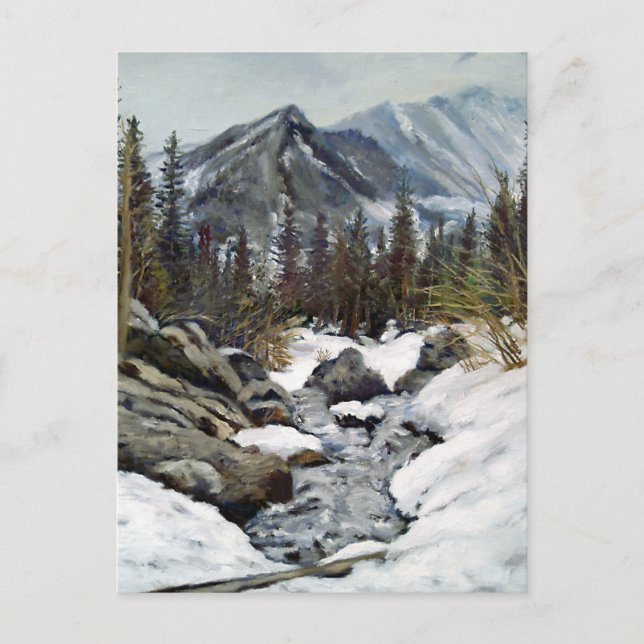 Schöne Estes Park Colorado Winter Stream Postkarte (Vorderseite)