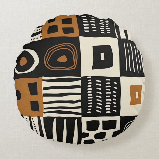 Schöne Ethnic Mud Tuch afrikanische Print Rundes Kissen (Vorderseite)