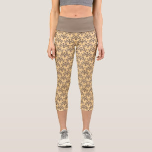 Schöne ethnische Damaskus-Muster-Pointillismus Capri Leggings