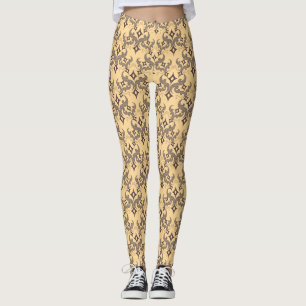 Schöne ethnische Damaskus-Muster-Pointillismus Leggings