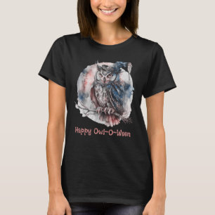 Schöne Eule Glückliche Eule-O-Ween Schwarzes Hallo T-Shirt