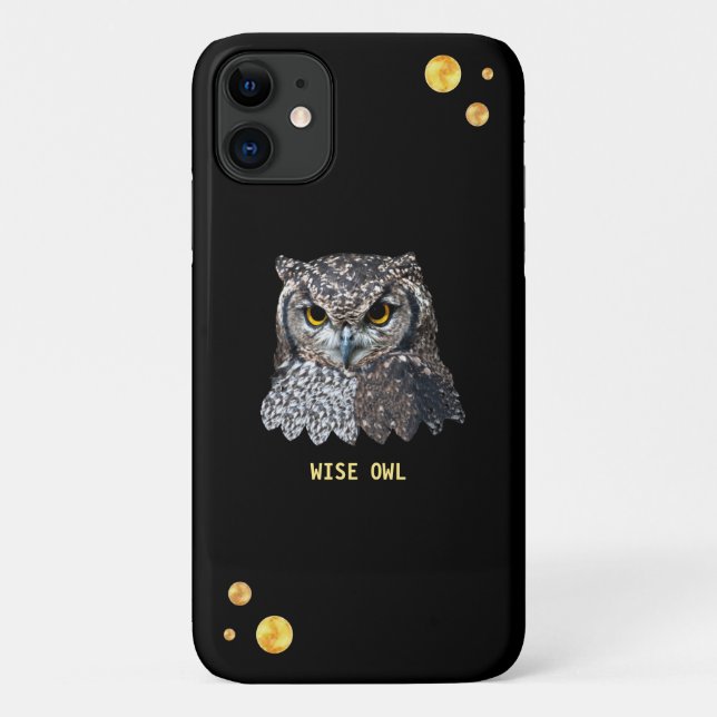 Schöne Eule und goldene Konfetti auf schwarz Case-Mate iPhone Hülle (Rückseite)