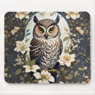 Schöne Eule und Jasmine-Blume Mousepad