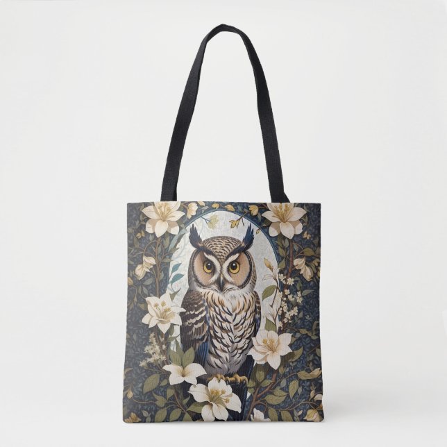 Schöne Eule und Jasmine-Blume Tasche (Vorderseite)