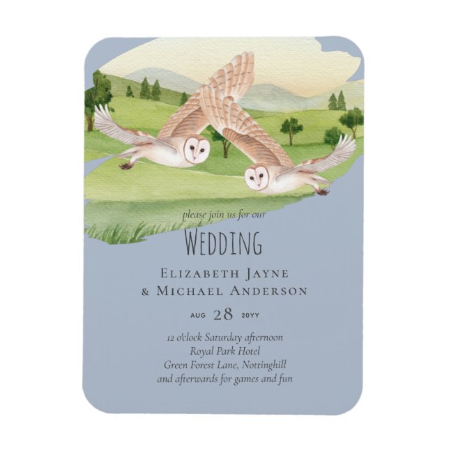 Schöne Eulen-Hochzeit Magnet (Vertikal)