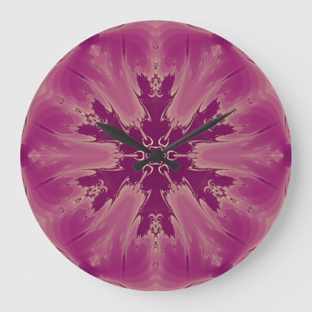Schöne exotische Blume Lila Schatten Große Wanduhr (Vorderseite)