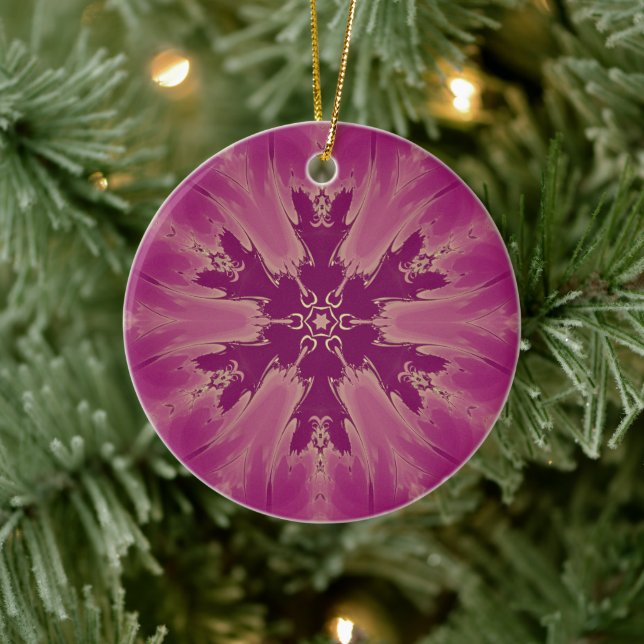 Schöne exotische Blume Lila Schatten Keramik Ornament (Baum)