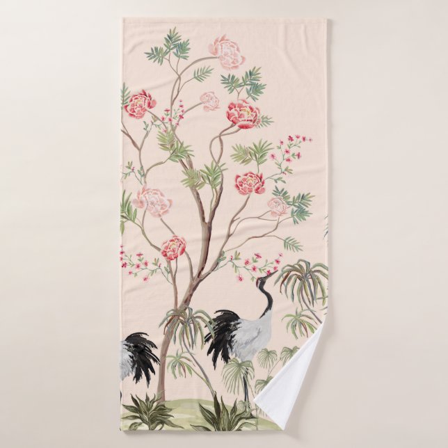 Schöne exotische Chinoiserie Tapete. Handgezeichne Badehandtuch (Badehandtuch)