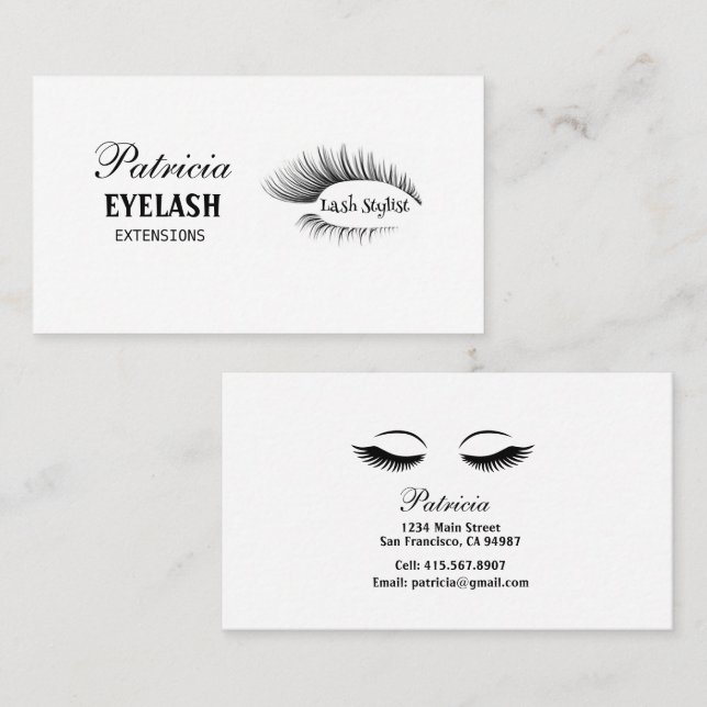 Schöne Eyelash-Erweiterungen Techniker Lashes Visitenkarte (Vorne/Hinten)