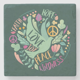 Schöne Faith Liebe Peace Joy Hope & Kindness Steinuntersetzer