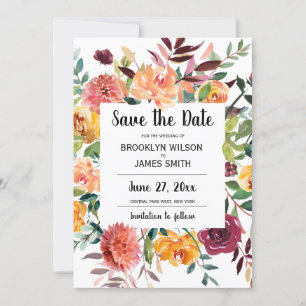 Schöne Fall-Blume, die die Dattelkarten einheizen Save The Date