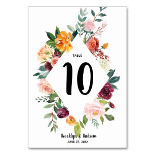 Schöne Fall-Blume Hochzeiten Tischnummern