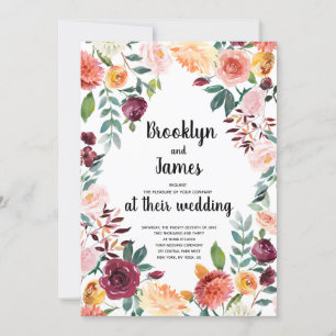 Schöne Fall Blume Kalligrafie Hochzeiten Einladung