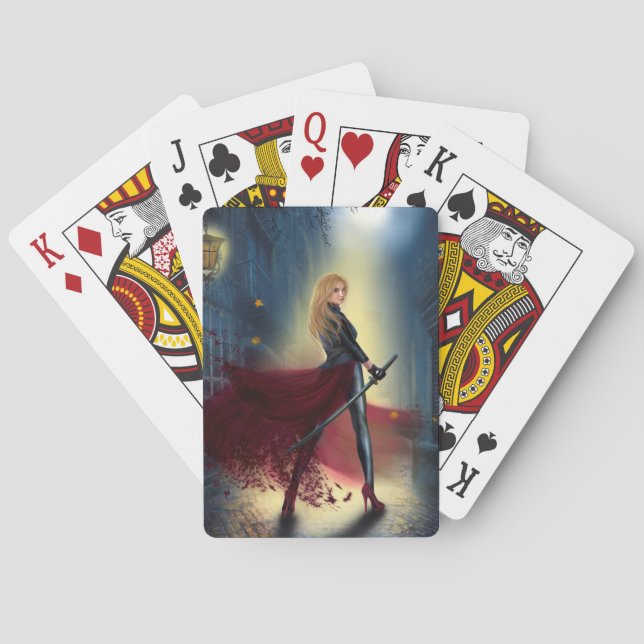 Schöne Fantasie Frauen Kriegerprinzessin auf der S Spielkarten (Rückseite)