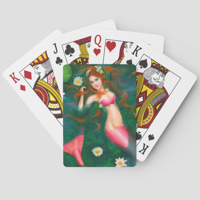 Schöne Fantasiemeerjungfrau Spielkarten (Rückseite)
