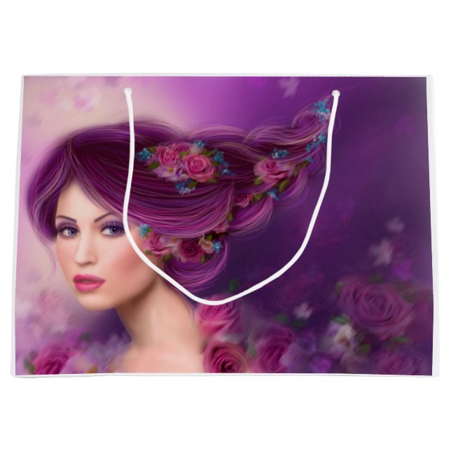 schöne Fantasy-Fee Große Geschenktüte (Vorderseite)