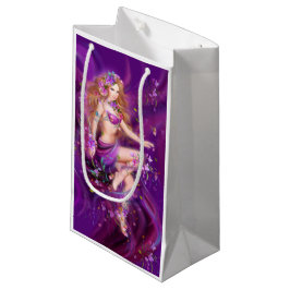 schöne Fantasy-Frau mit violetten Blumen Kleine Geschenktüte
