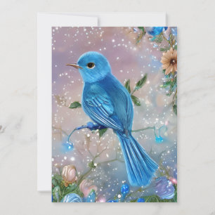 Schöne Fantasy Little Blue Bird Feiertagskarte