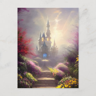Schöne Fantasy-Schlossgärten Postkarte