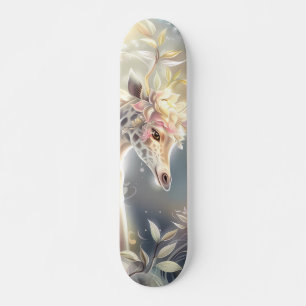 Schöne Fantasy-Wasserfarben-Blumengiraffe Skateboard