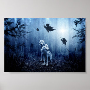 Schöne Fantasy Wolf Wall Kunst Poster