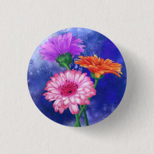Schöne Farben Gerbera-Margeriten Knopf Button