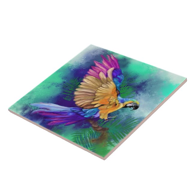 Schöne Farben Papagei Keramik Tile Fliese (Seite)