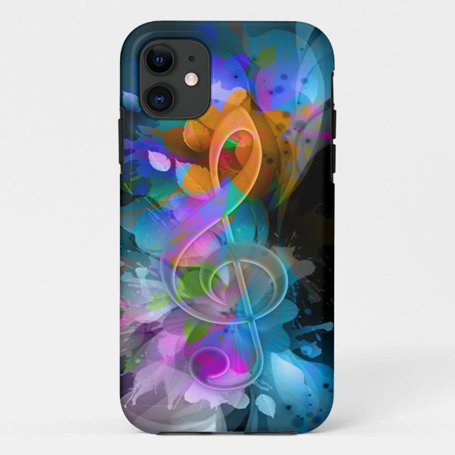 Schöne Farben Treble Clef Blume Blätter Paint Case-Mate iPhone Hülle (Rückseite)