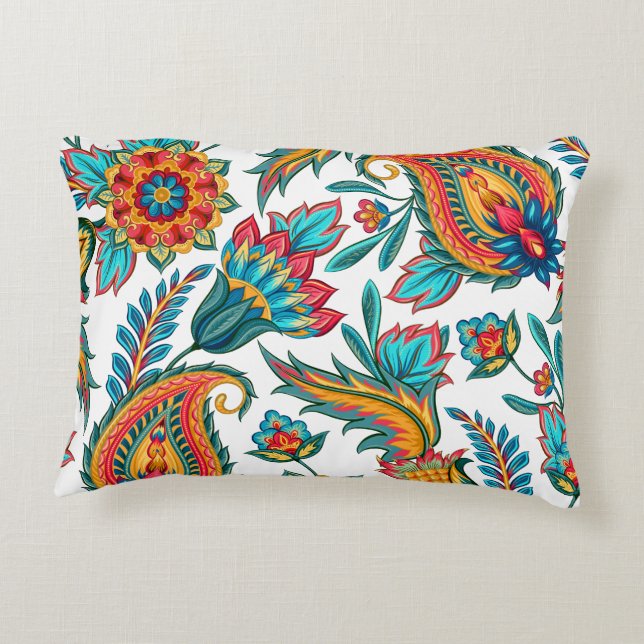 Schöne Farben Wasserfarben Paisley Muster Zierkissen (Rückseite)