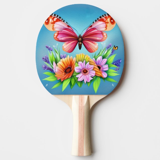 Schöne Farbenblende und Blume Tischtennis Schläger (Vorderseite)