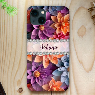 Schöne, farbenfrohe 3D-Blume Diamantenrahmen Case-Mate iPhone Hülle