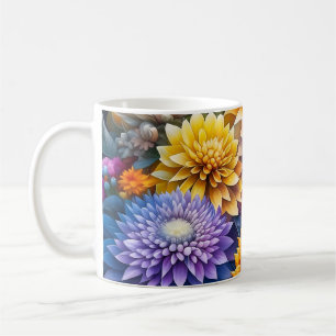 Schöne farbenfrohe AI-Kunstblumen individuell Kaffeetasse