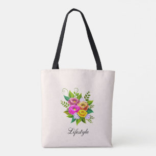 Schöne farbenfrohe Blume auf Elfenbein Tasche