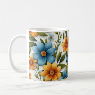 Schöne farbenfrohe Blumengestaltung Frühlingsblume Kaffeetasse
