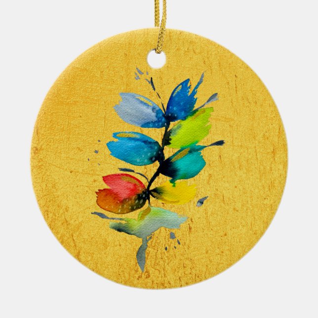 Schöne farbenfrohe, blumenlose Blume Keramik Ornament (Vorne)