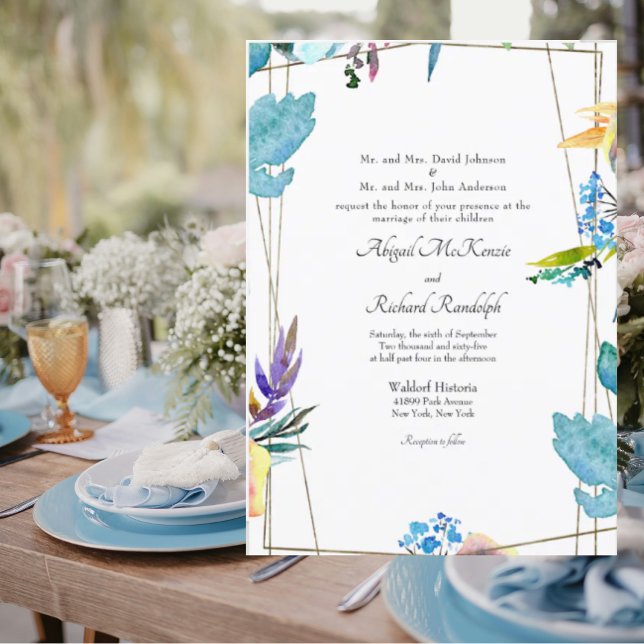 Schöne farbenfrohe Blüte Beide Eltern Hochzeit Einladung (Von Creator hochgeladen)
