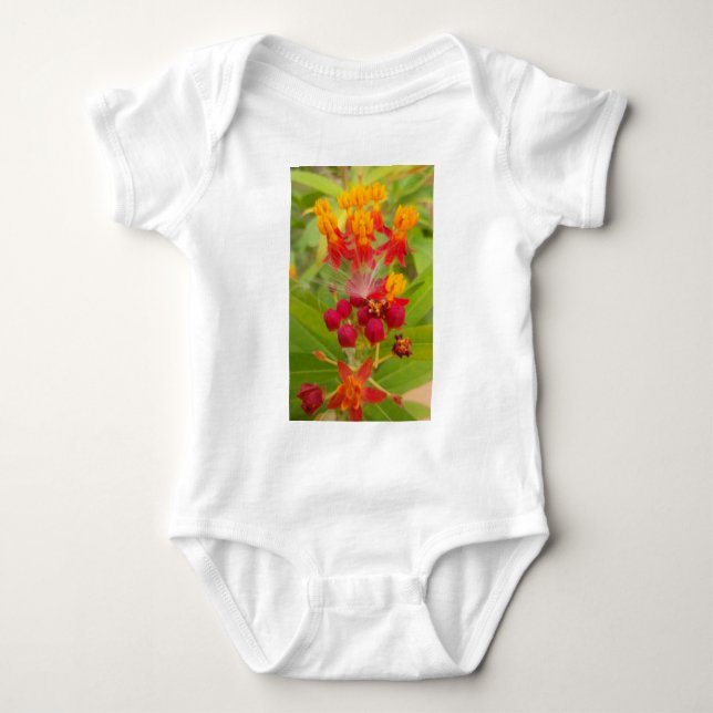 Schöne, farbenfrohe Blüte mit Milkweed Art Printin Baby Strampler (Vorderseite)