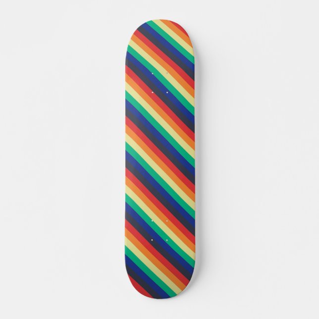 Schöne farbenfrohe Diagonalstreifen Skateboard (Vorne)