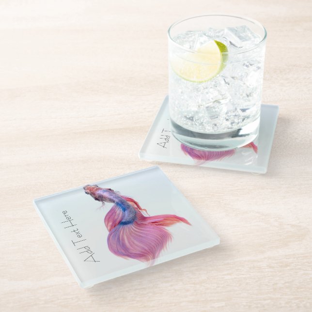 Schöne farbenfrohe Fantasie Koi Fish Glasuntersetzer (Schrägansicht)