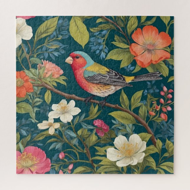 Schöne farbenfrohe Finch Bird Botanisch (Vertikal)