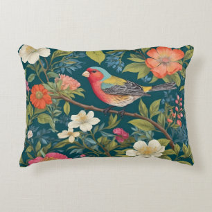 Schöne farbenfrohe Finch Bird Botanisch Dekokissen